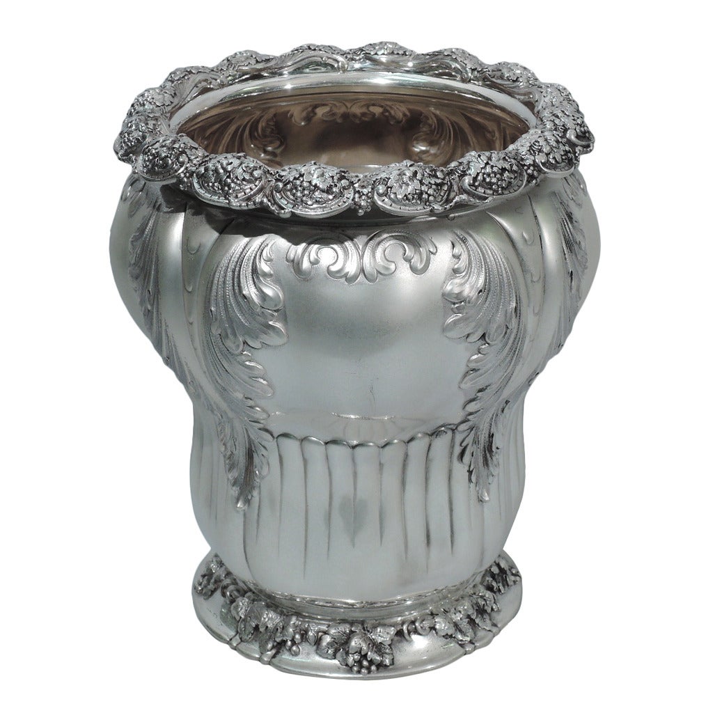 Gilded Age Sumptuous Sterling Silver Wine Cooler by Tiffany For Sale at