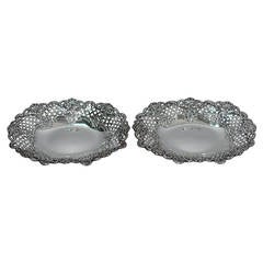 Pair of Antique Sterling Silver Basket Bowls by Tiffany
