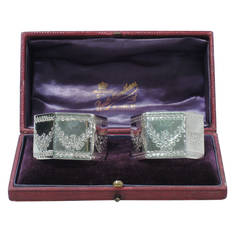 Pair of Victorian Sterling Silver Hexagonal Napkin Rings