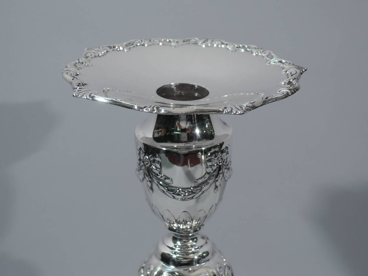 Early 20th Century Tall and Fancy Sterling Silver Candlesticks from Caldwell of Philadelphia