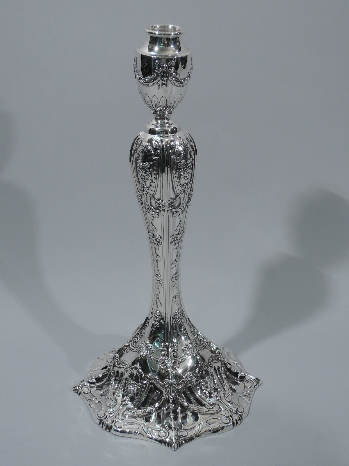 American Tall and Fancy Sterling Silver Candlesticks from Caldwell of Philadelphia