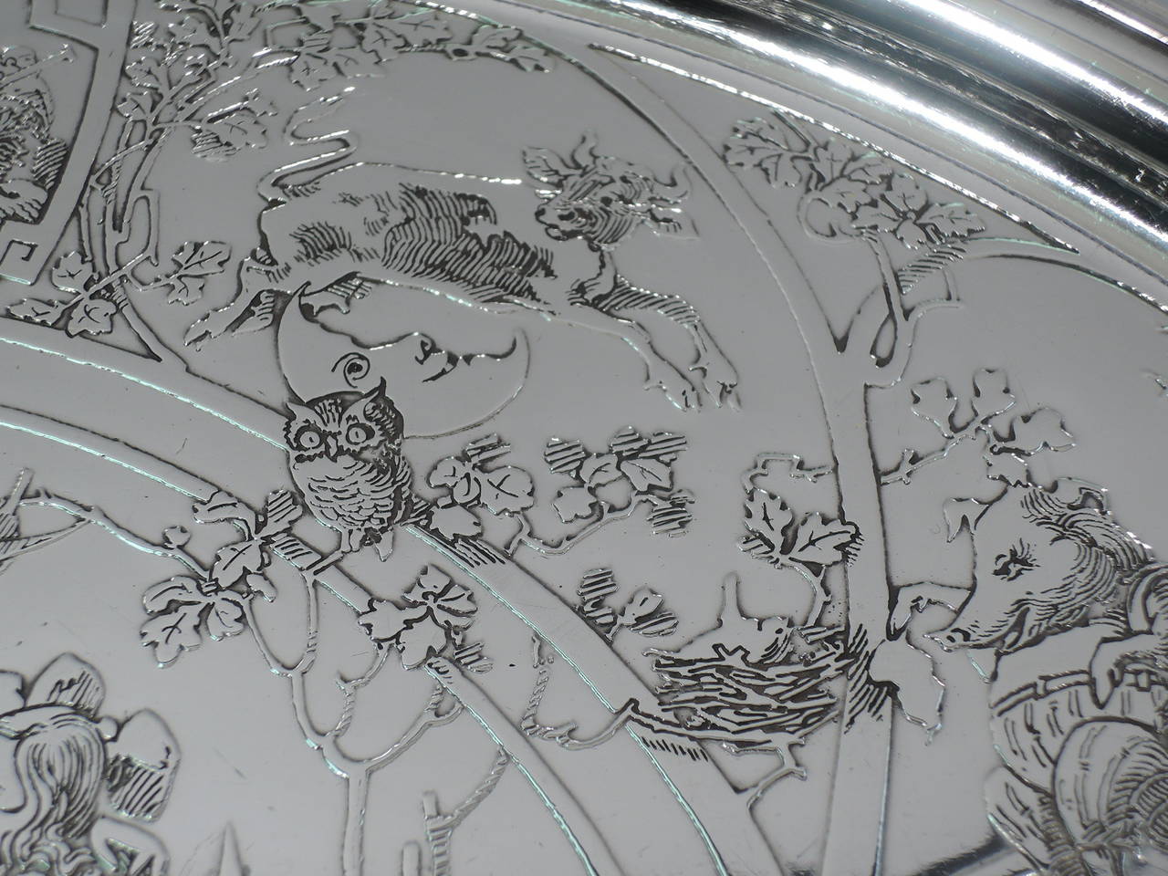 Antique Sterling Silver High Chair Tray with Nostalgic Mother Goose Motif 1