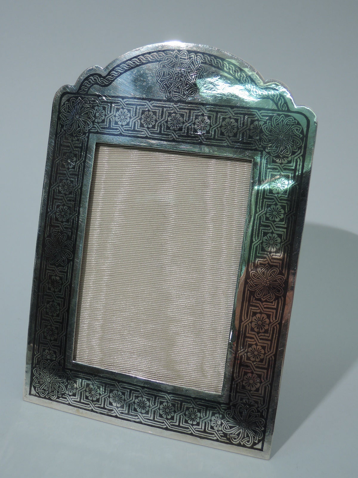 Islamic Persian Silver Picture Frame with Exotic Niello Ornament
