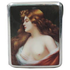 European Silver and Enamel Cigarette Case with Alluring Lorelei 3