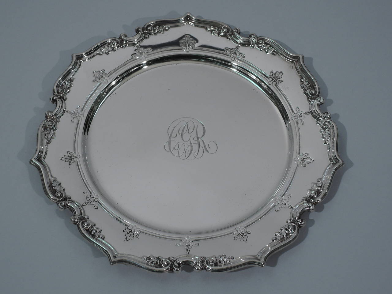 Set of 12 Gorham Sterling Silver Bread and Butter Plates with Fancy Scrolls 2