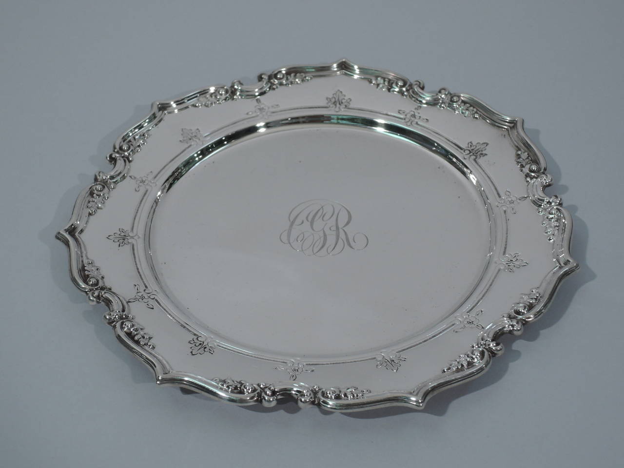Set of 12 Gorham Sterling Silver Bread and Butter Plates with Fancy Scrolls 3