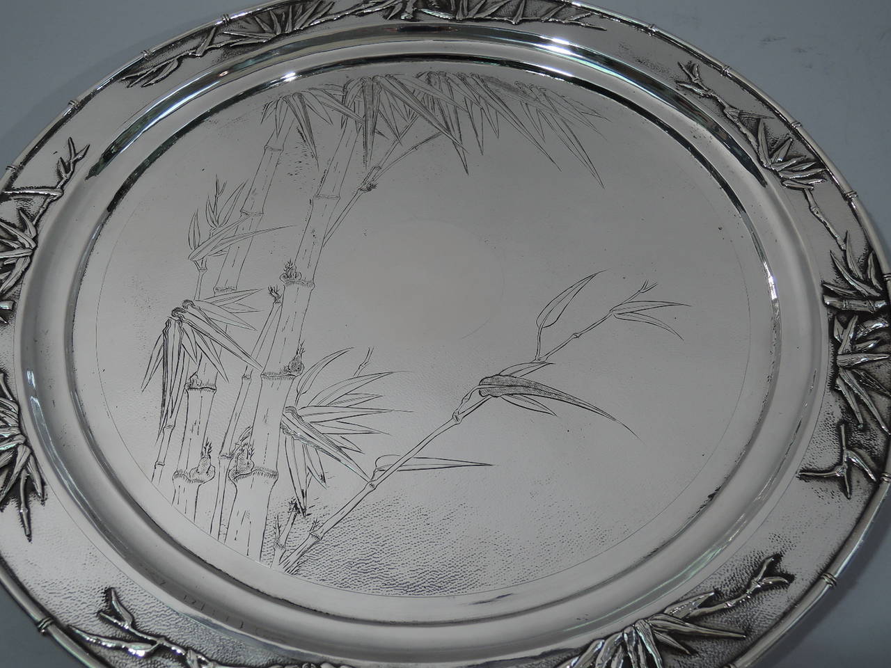 Chinese Export Silver Salver Tray by Shanghai Silversmith Zee Wo 1