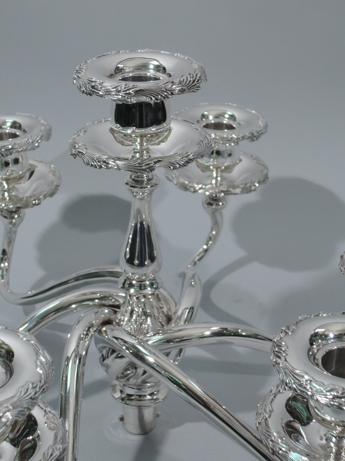 Pair of Tiffany Chrysanthemum Seven-Light Sterling Silver Candelabra In Excellent Condition In New York, NY