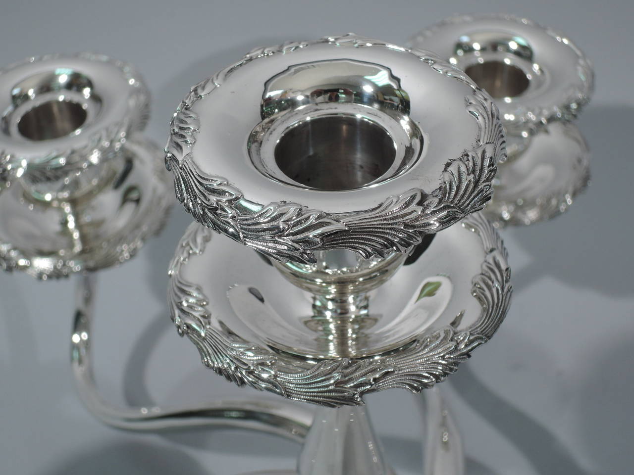 20th Century Pair of Tiffany Chrysanthemum Seven-Light Sterling Silver Candelabra