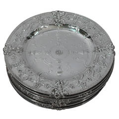 Antique Fabulous Renaissance Sterling Silver Plates by Tiffany - Set of 12 BI774