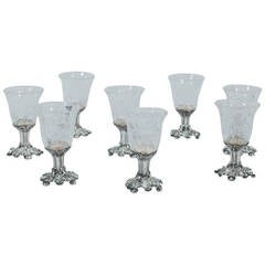 Antique Fancy Cordials by Gorham - American Sterling Silver & Crystal - C 1900