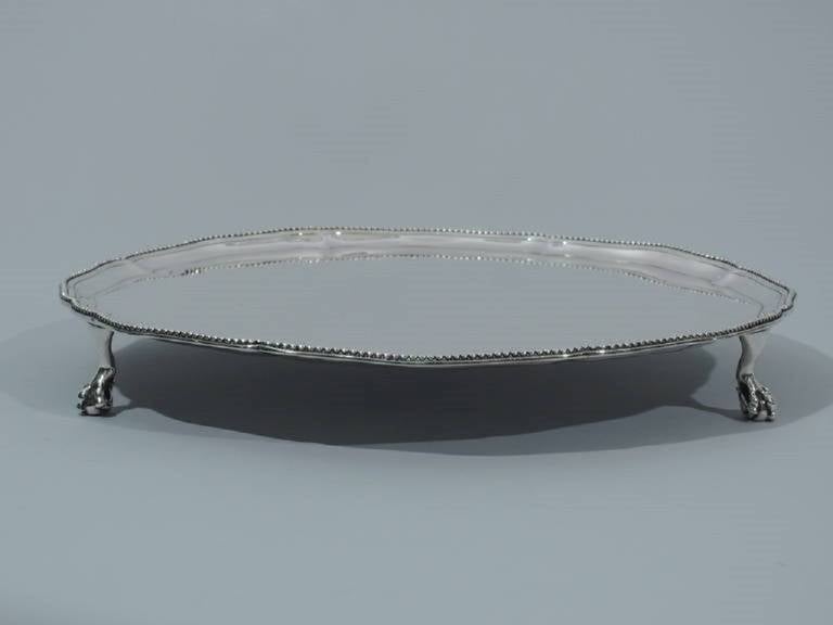 George III Salver with Beading - Georgian Tray - English Sterling Silver -  1779 In Excellent Condition In New York, NY