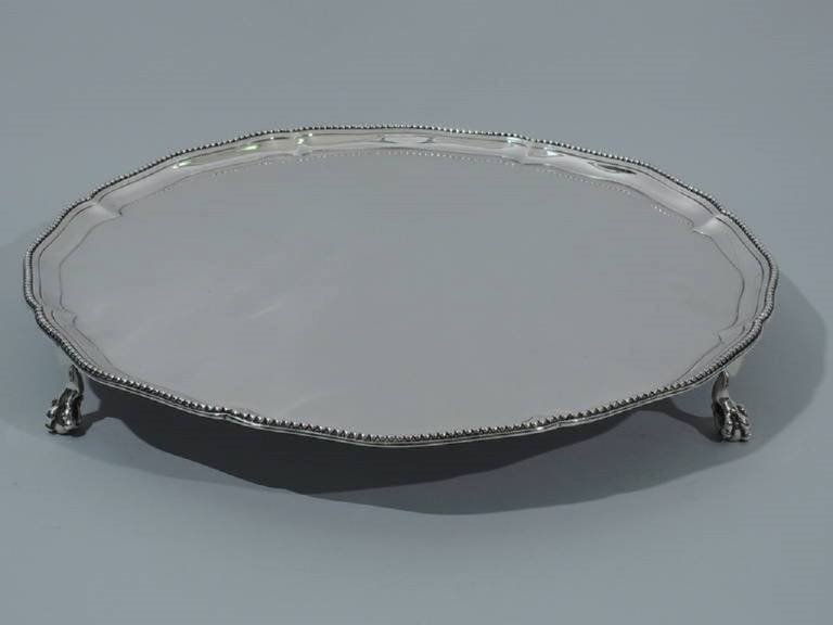 18th Century and Earlier George III Salver with Beading - Georgian Tray - English Sterling Silver -  1779