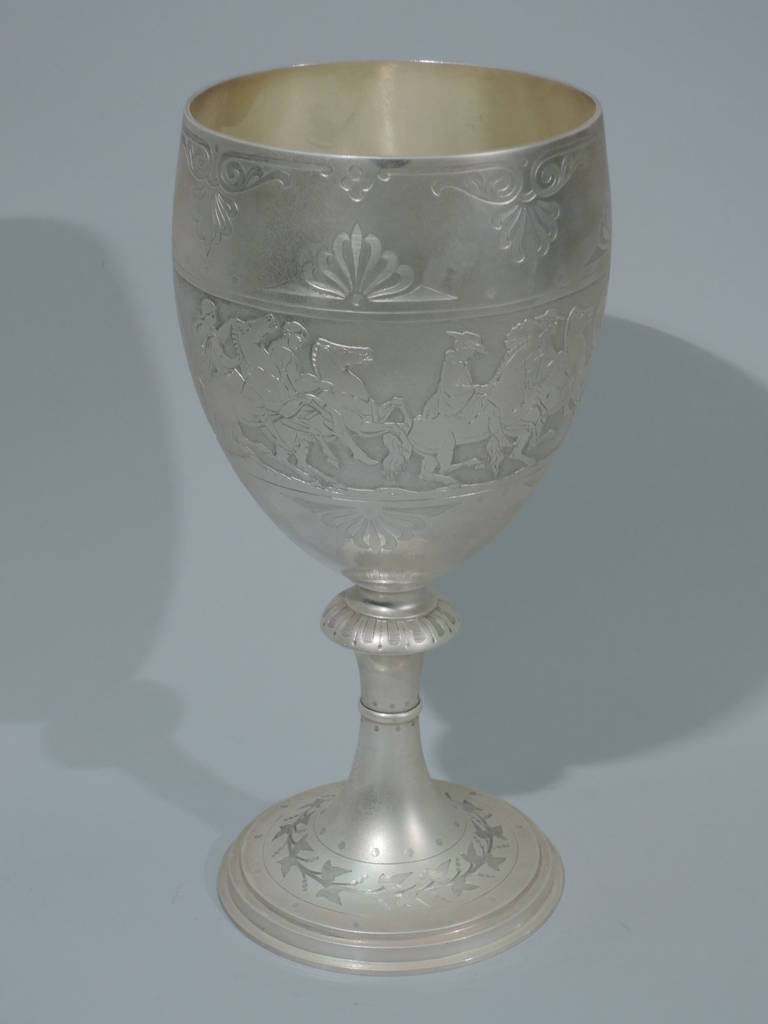 Neoclassical Revival Large and Classical English Sterling Silver Chalice Goblet by Barnard & Sons