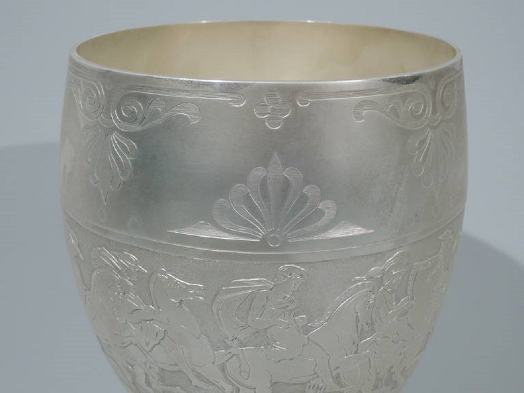 Large and Classical English Sterling Silver Chalice Goblet by Barnard & Sons 3