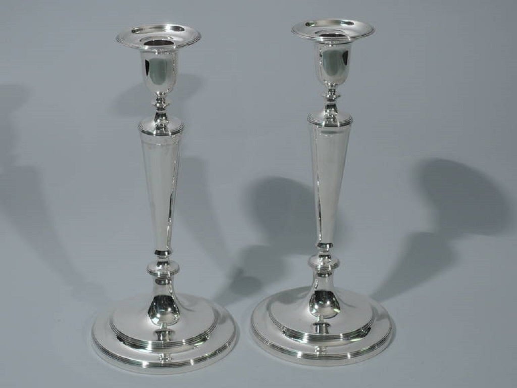 Edwardian Set of 4 Tiffany Sterling Silver Candlesticks C 1908