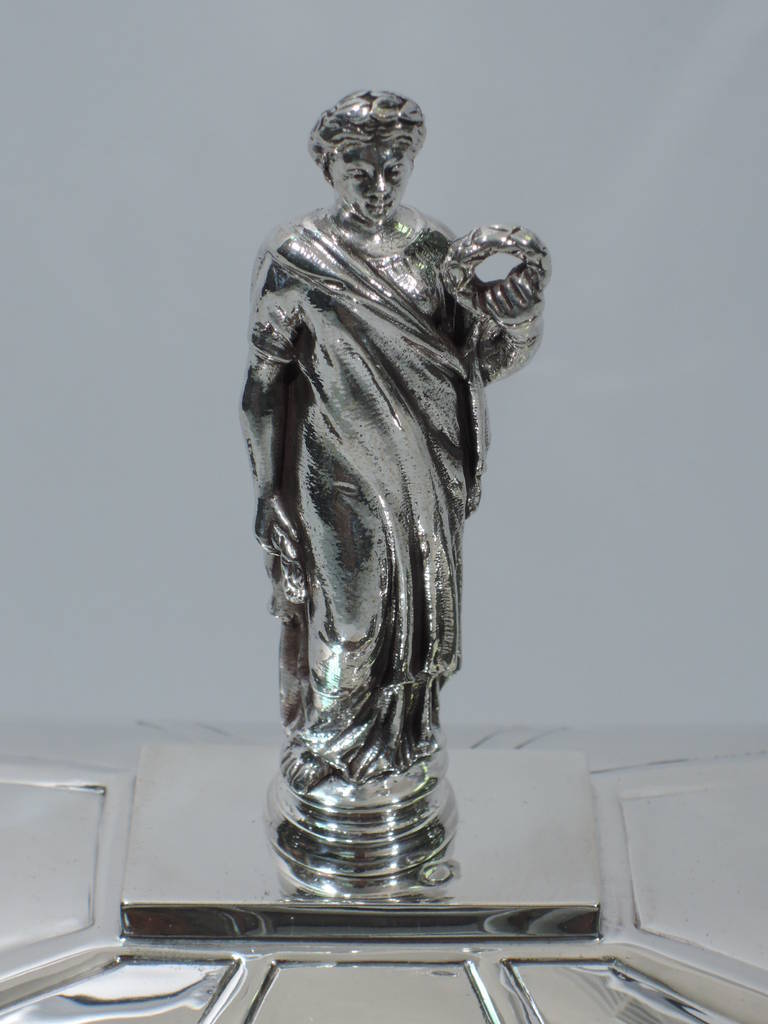 Architectural Coffer Box with Classical Figure - English Sterling Silver 1930 5