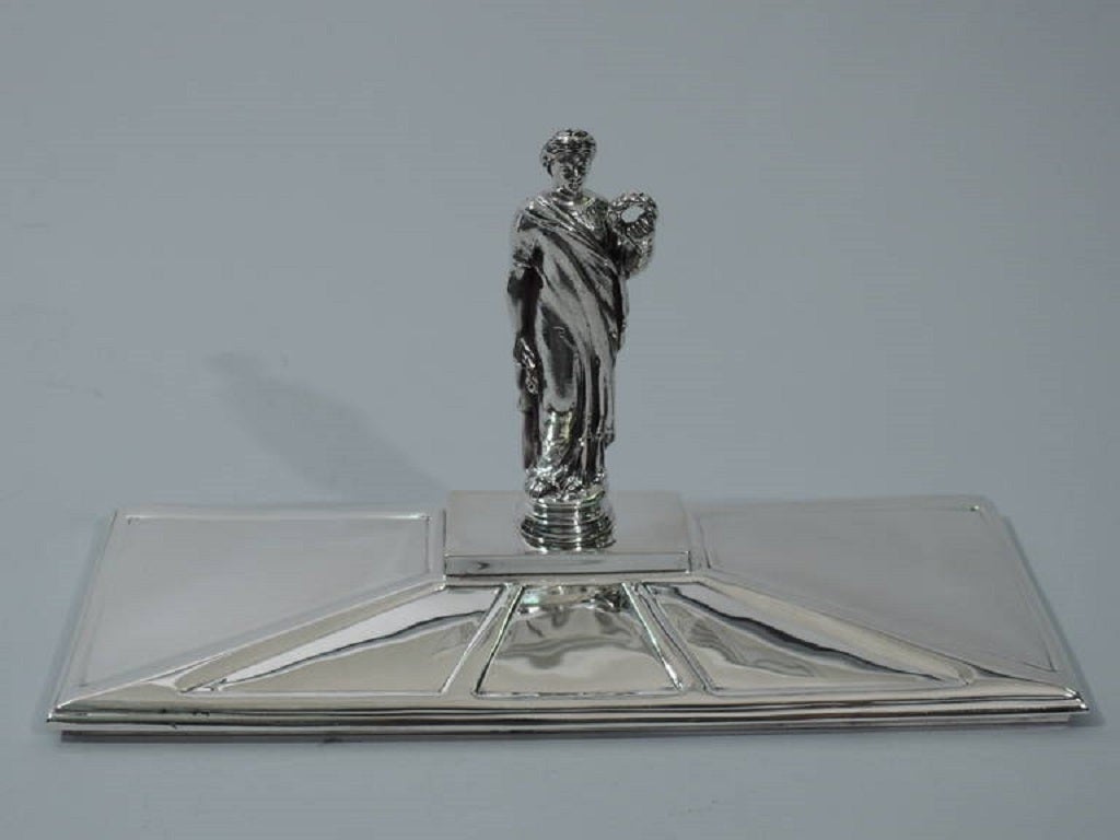 Architectural Coffer Box with Classical Figure - English Sterling Silver 1930 3