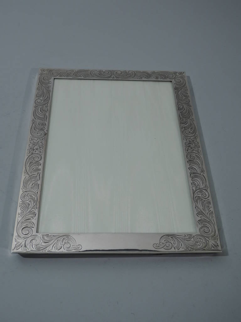 Gorham Sterling Silver Picture Frame with Foliage and Scrolls, 1909 In Excellent Condition In New York, NY