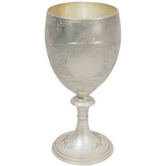 Large and Classical English Sterling Silver Chalice Goblet by Barnard & Sons