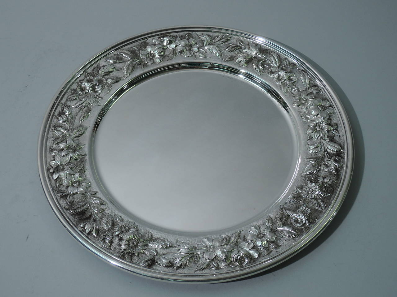 Kirk Sterling Silver Dinner Plates, circa 1940, BI760 at 1stDibs
