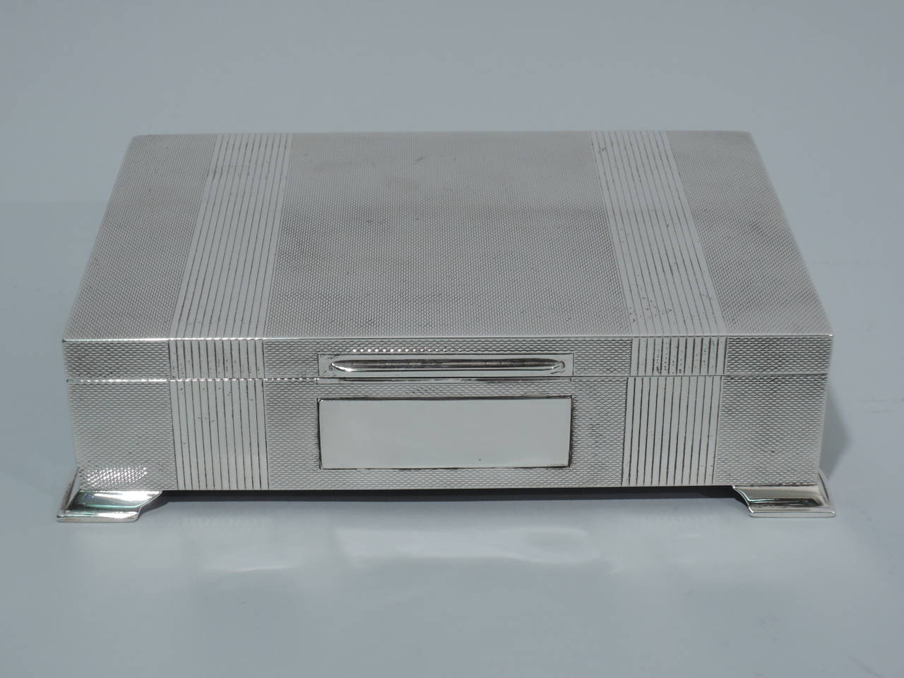 Modern Elegant English Sterling Silver Desk Box  