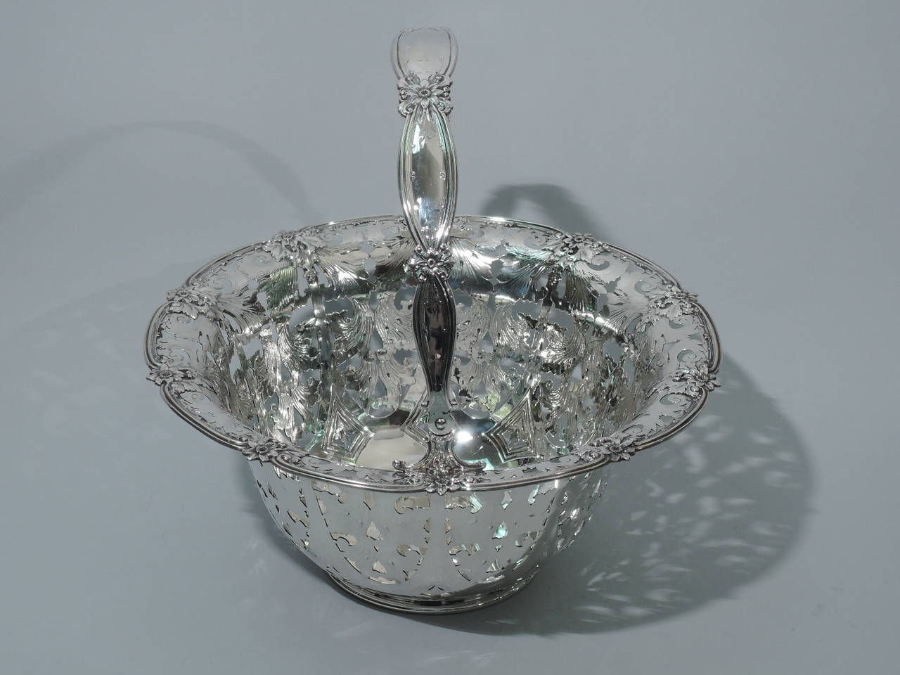 20th Century Antique Tiffany Sterling Silver Basket - Large & Heavy with Flowers