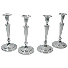 Antique Set of 4 Tiffany Sterling Silver Candlesticks C 1908