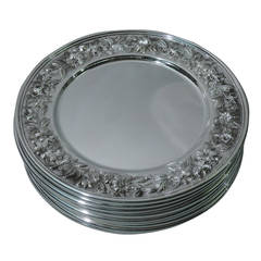 Kirk Sterling Silver Dinner Plates, circa 1940, BI760