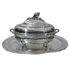 Christofle Covered Soup Tureen on Stand, French Silver