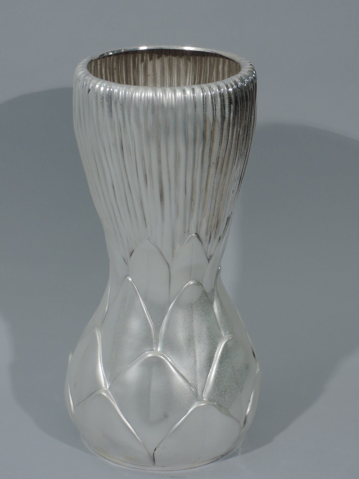 American Contemporary Tiffany Sterling Silver Vase of Aesthetic Inspiration