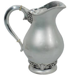 Vintage Midcentury Water Pitcher - Jensen Style - Scandinavian - Danish Sterling Silver