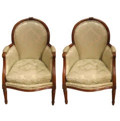 A pair of late 18th.c. Louis XVI French bergeres
