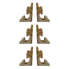 A set of six ( 6 ) 19th.c. wooden architectural brackets.