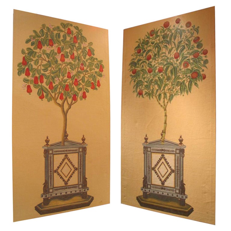A pair of c. 1950's Italian oils on canvas For Sale