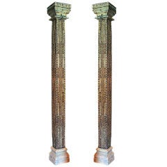 A pair of 19th.c. teak columns from the Bombay area