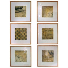 A series of six mixed medium works on paper
