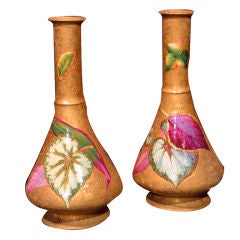 Antique A pair of c. 1870's Worcester Aesthetic Movement vases
