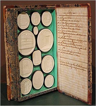 A 19th.c. book box of intaglios