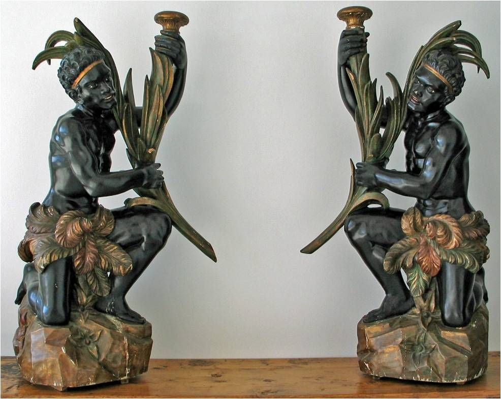 An over scale pair of c. 1930's Italian blackamoors