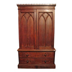 Antique A c. 1860s English Tudor Revival armoire