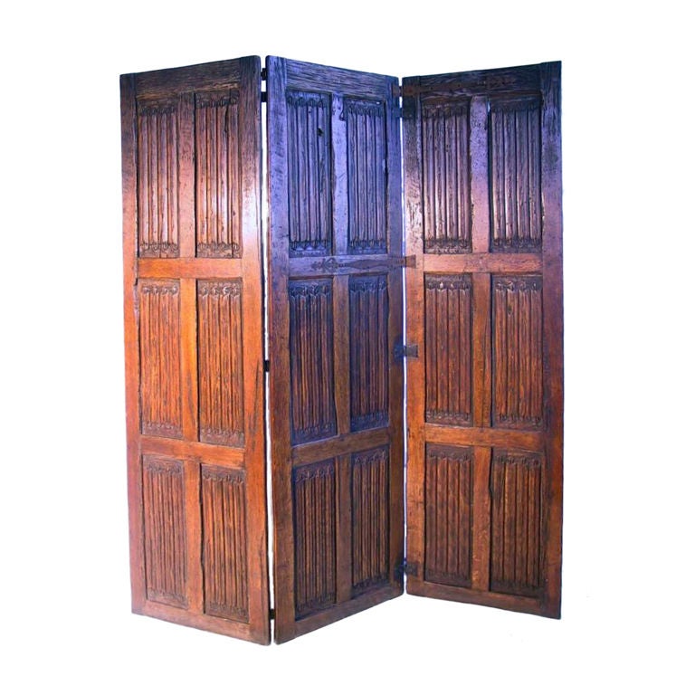 A c. 1600 three panel folding screen For Sale
