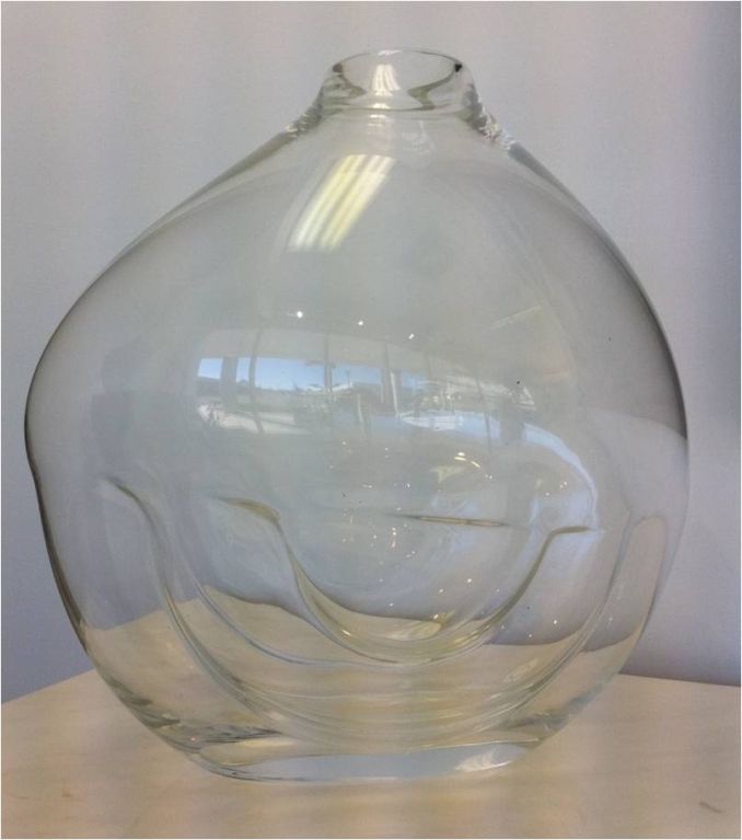 A mid century free form blown glass art vase