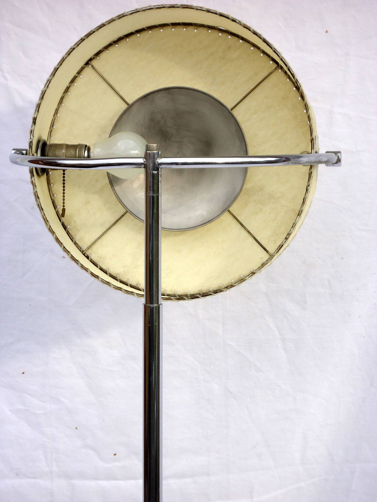 Uncommon Walter von Nessen Telescoping Art Deco Drum Shade Floor Lamp c.1948 2