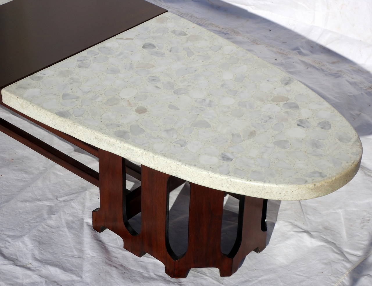Harvey Probber Mid-Century Terrazzo Marble-Top Coffee Table, circa 1955 In Good Condition For Sale In Camden, ME