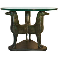 Unusual 1920s Neoclassical Revival Folk Art Three-Dog End or Center Table