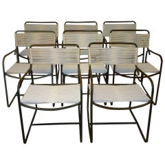 Walter Lamb Brown Jordan Bronze Dining Chairs (8) c.1960