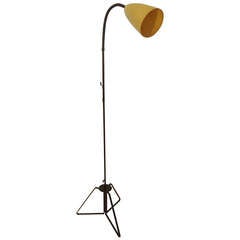 Wrought Iron Goose Neck Floor Lamp, circa 1955, California