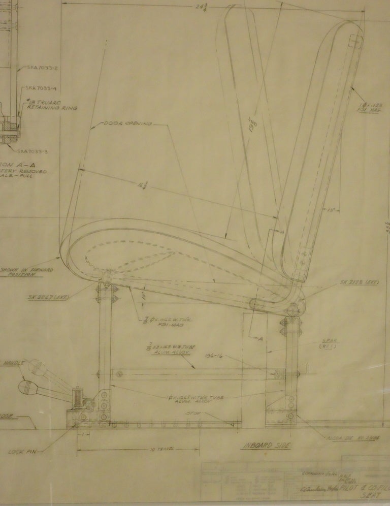 Warren McArthur Corp. Aircraft Co-Pilot Proposal Drawing, 1946 In Good Condition For Sale In Camden, ME