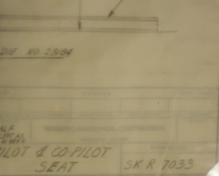 Mid-20th Century Warren McArthur Corp. Aircraft Co-Pilot Proposal Drawing, 1946 For Sale